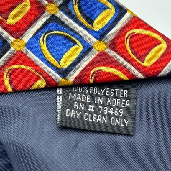 90s Looney Tunes Mania Red Blue Bugs Bunny Daffy Duck Neck Tie - Picture 3 of 4